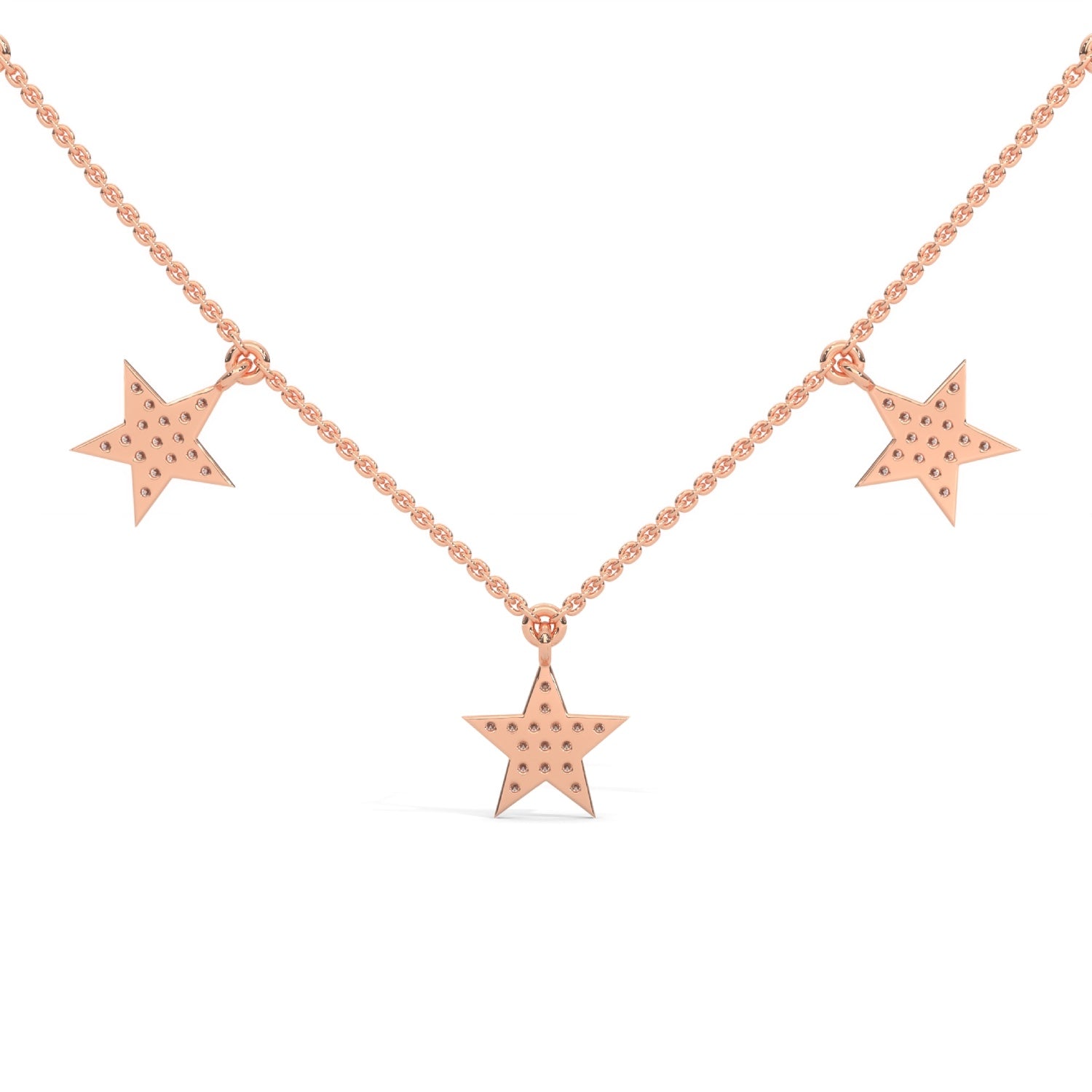 Lab-Grown Diamond Pavé Five-Star Necklace in Rose Gold