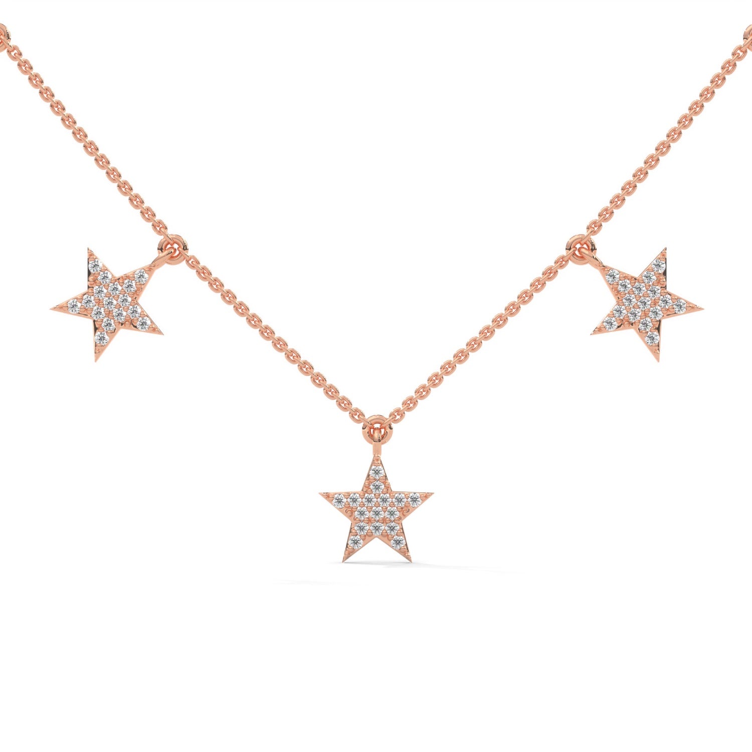 Lab-Grown Diamond Pavé Five-Star Necklace in Rose Gold