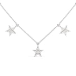 Lab-Grown Diamond Pavé Five-Star Necklace in White Gold
