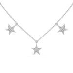 Lab-Grown Diamond Pavé Five-Star Necklace in White Gold