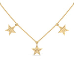 Lab-Grown Diamond Pavé Five-Star Necklace in Yellow Gold