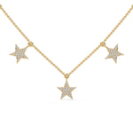 Lab-Grown Diamond Pavé Five-Star Necklace in Yellow Gold