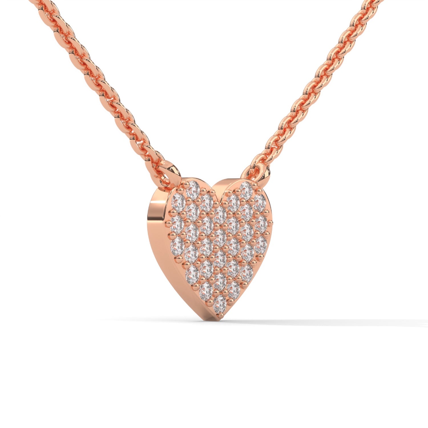 Lab-Grown Diamond Pavé Heart Pendant in Rose Gold