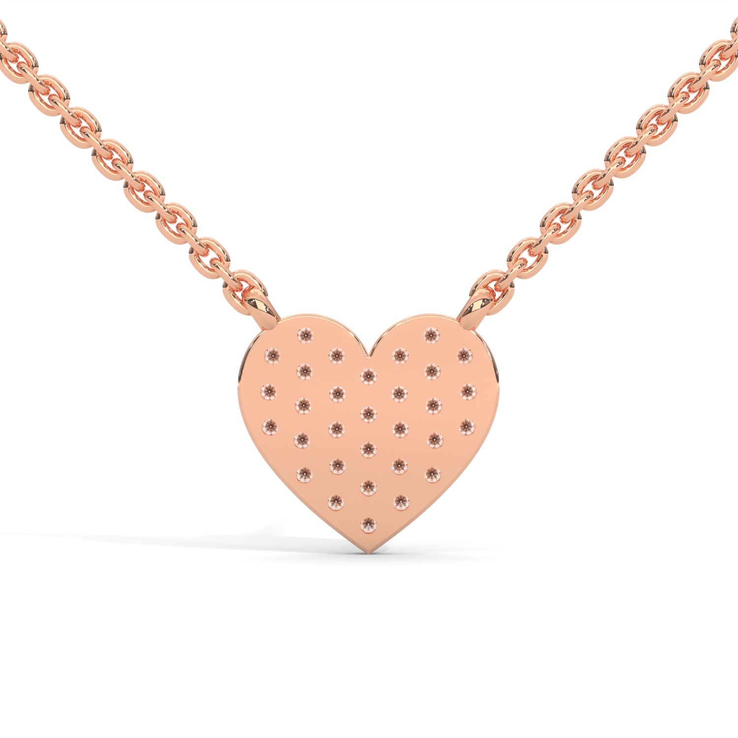 Lab-Grown Diamond Pavé Heart Pendant in Rose Gold
