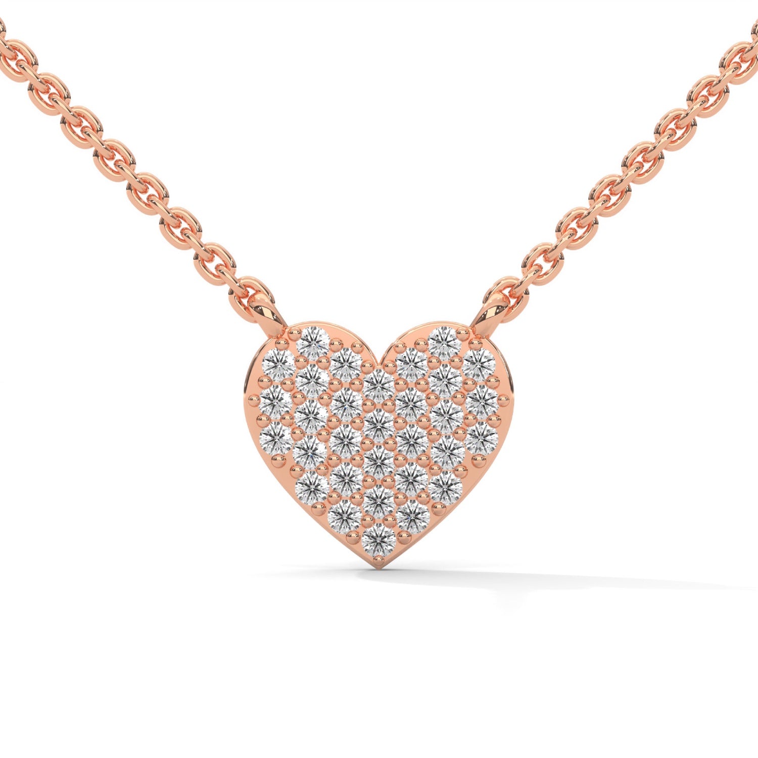 Lab-Grown Diamond Pavé Heart Pendant in Rose Gold