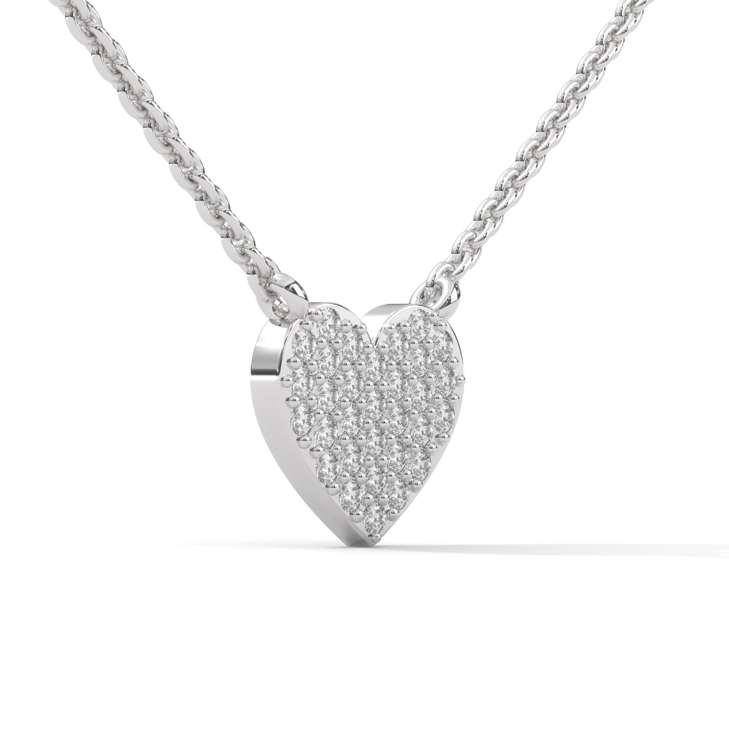 Lab-Grown Diamond Pavé Heart Pendant in White Gold