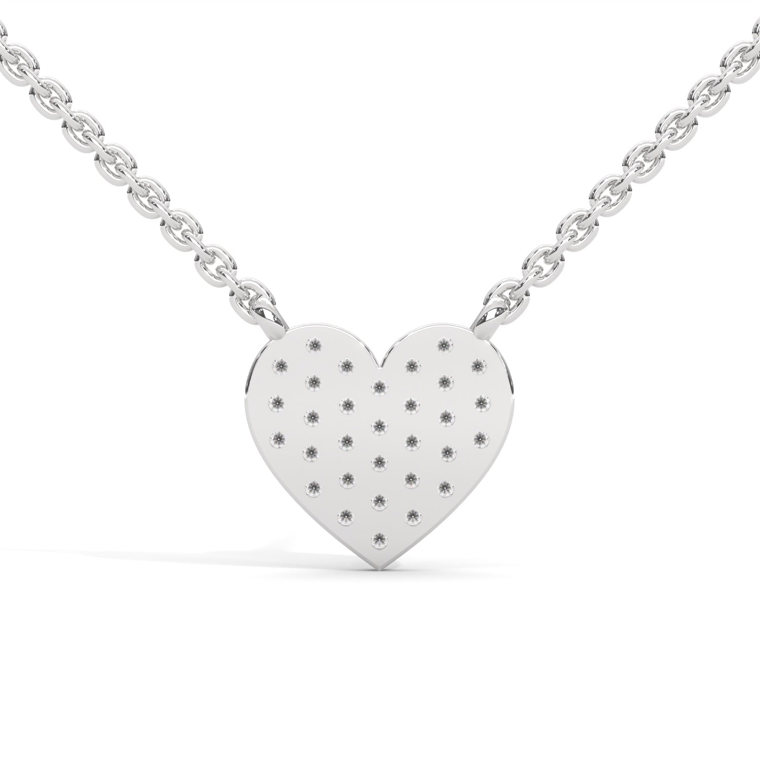 Lab-Grown Diamond Pavé Heart Pendant in White Gold