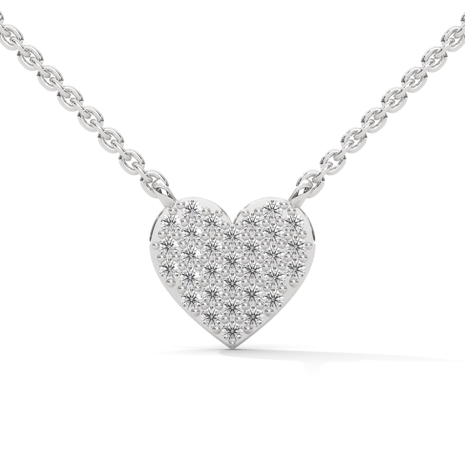 Lab-Grown Diamond Pavé Heart Pendant in White Gold