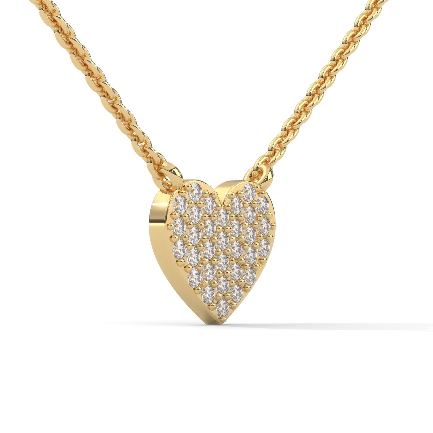 Lab-Grown Diamond Pavé Heart Pendant in Yellow Gold
