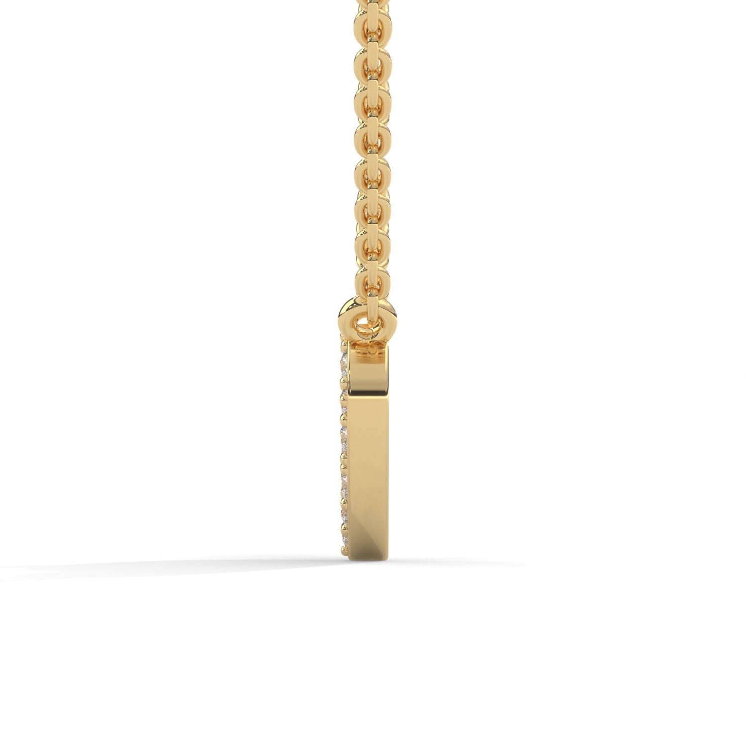 Lab-Grown Diamond Pavé Heart Pendant in Yellow Gold