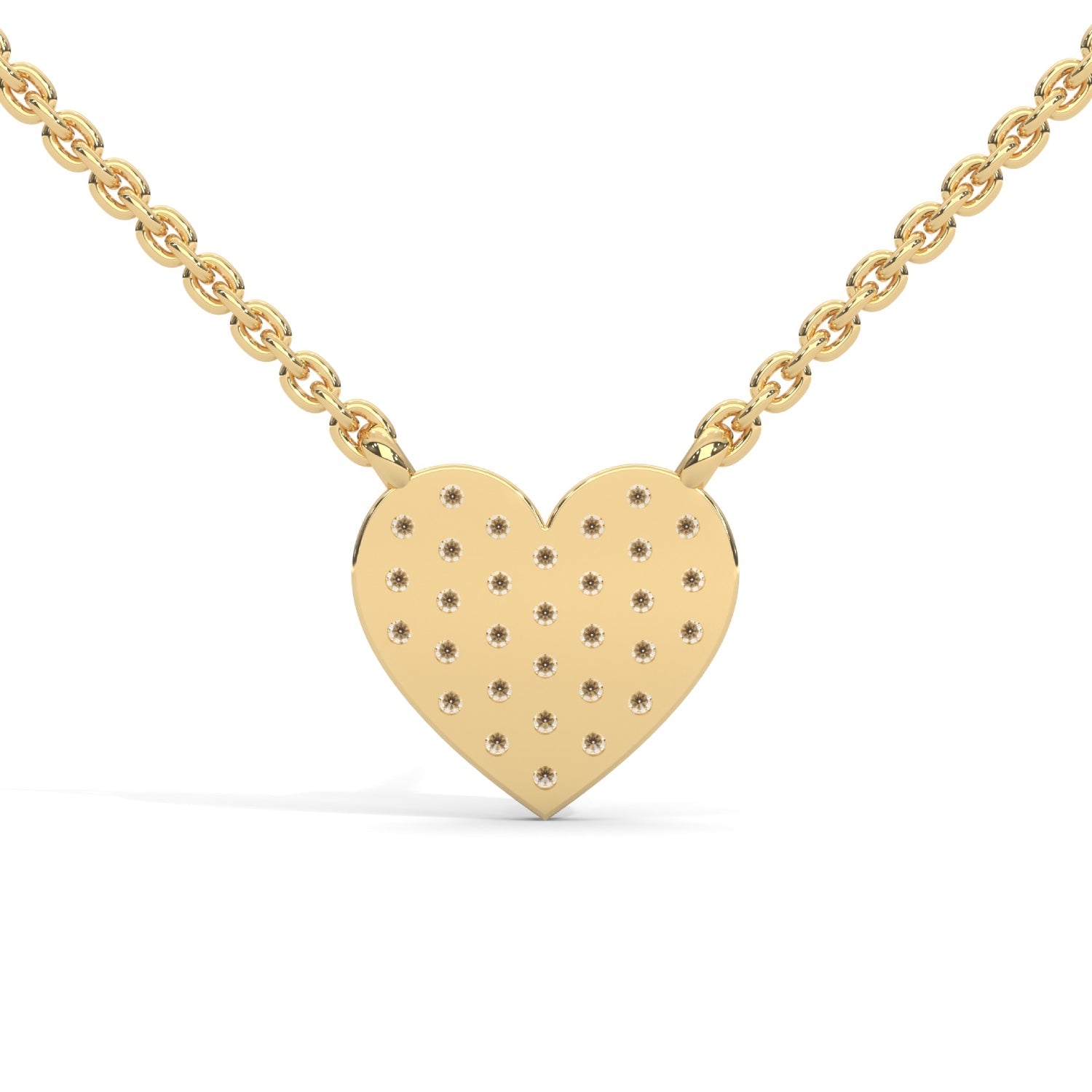 Lab-Grown Diamond Pavé Heart Pendant in Yellow Gold