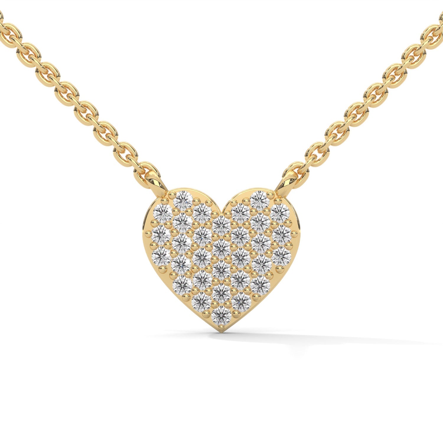 Lab-Grown Diamond Pavé Heart Pendant in Yellow Gold