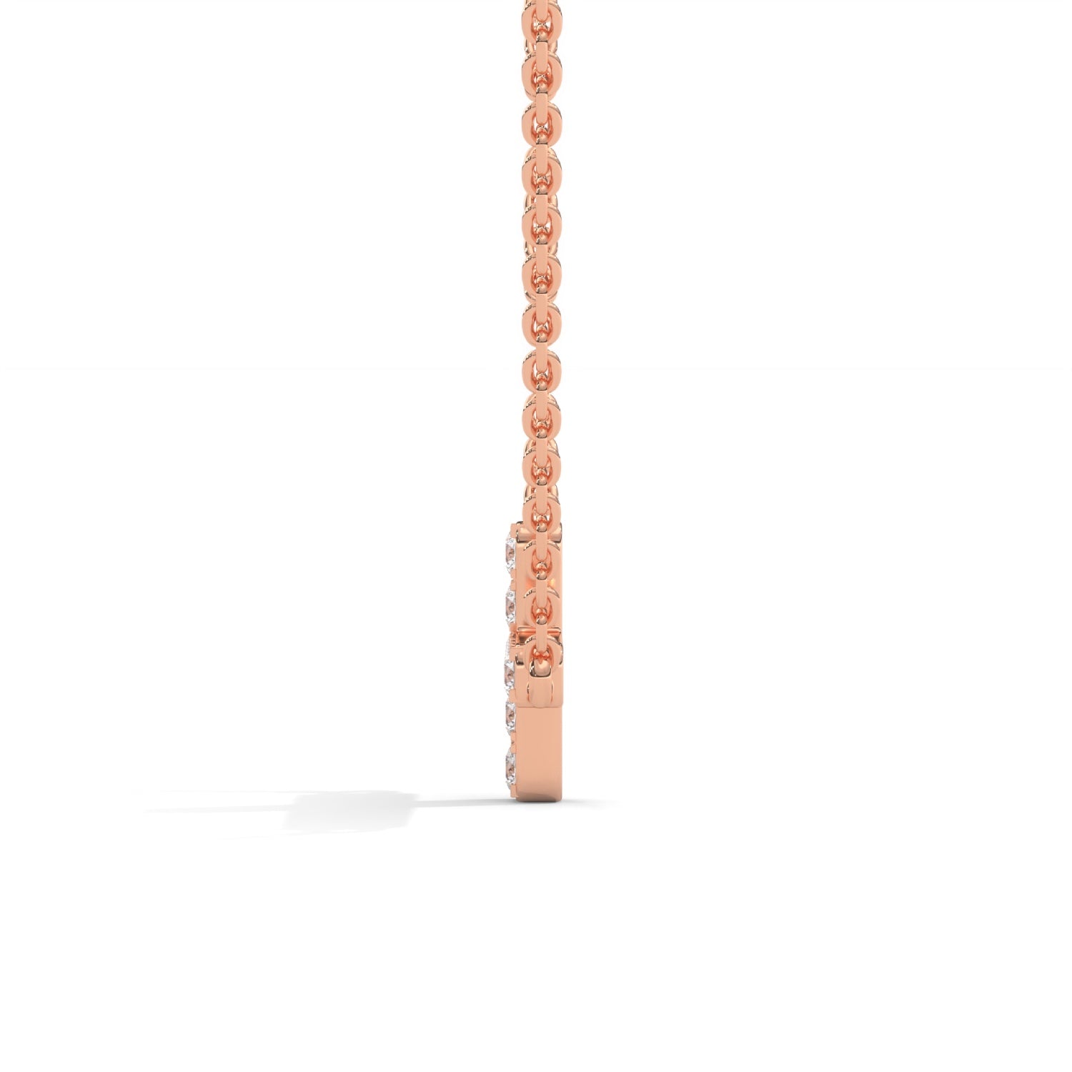 Lab-Grown Diamond Pavé Horizontal Cross Pendant in Rose Gold