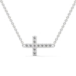 Lab-Grown Diamond Pavé Horizontal Cross Pendant in White Gold