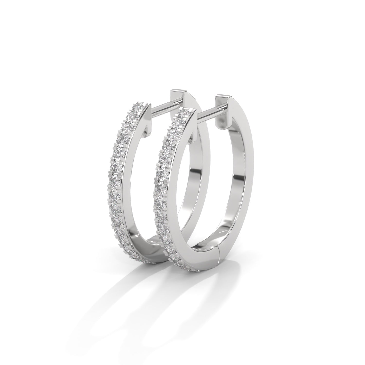 Lab-Grown Diamond Pavé Huggie Hoop Earrings in White Gold