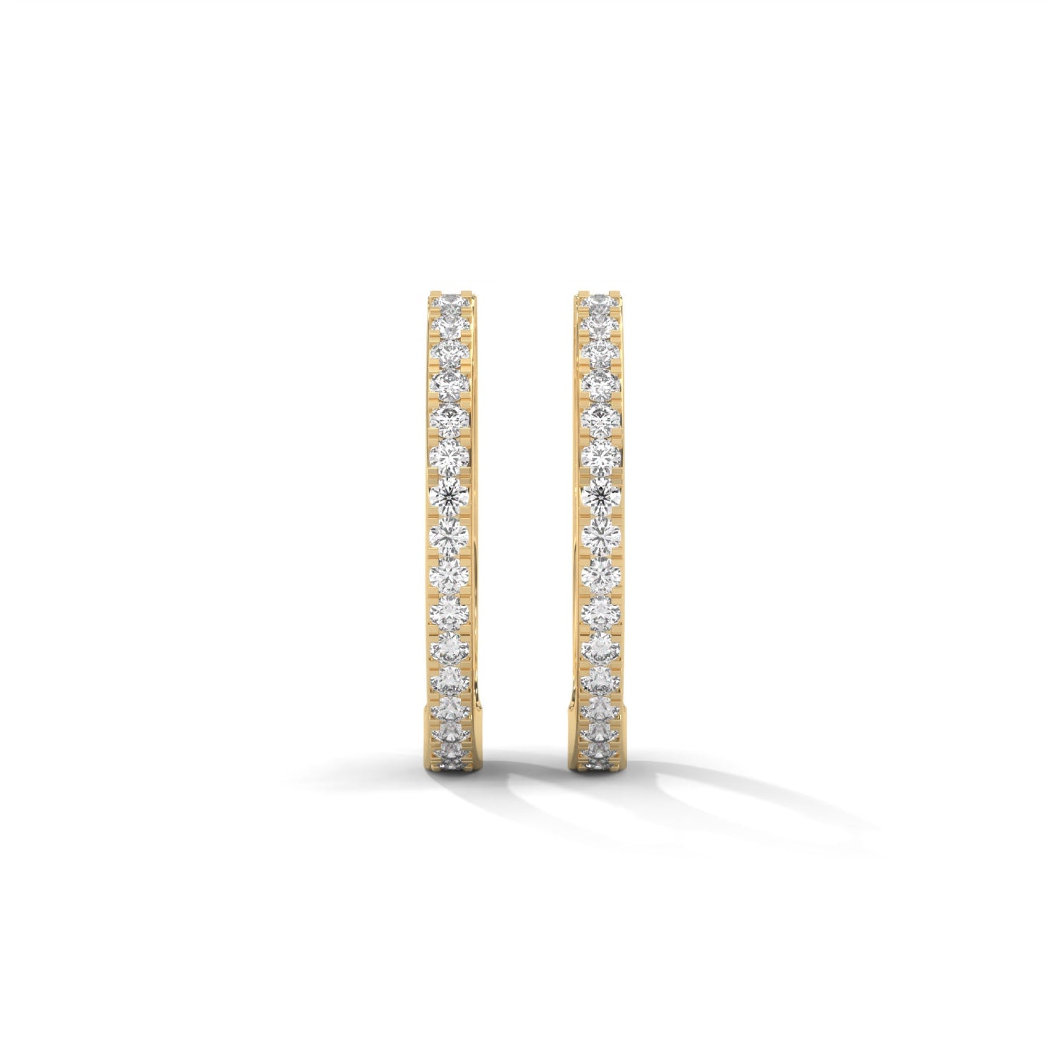 Lab-Grown Diamond Pavé Huggie Hoop Earrings in Yellow Gold