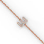 Lab-Grown Diamond Pavé Initial Bracelet in Rose Gold