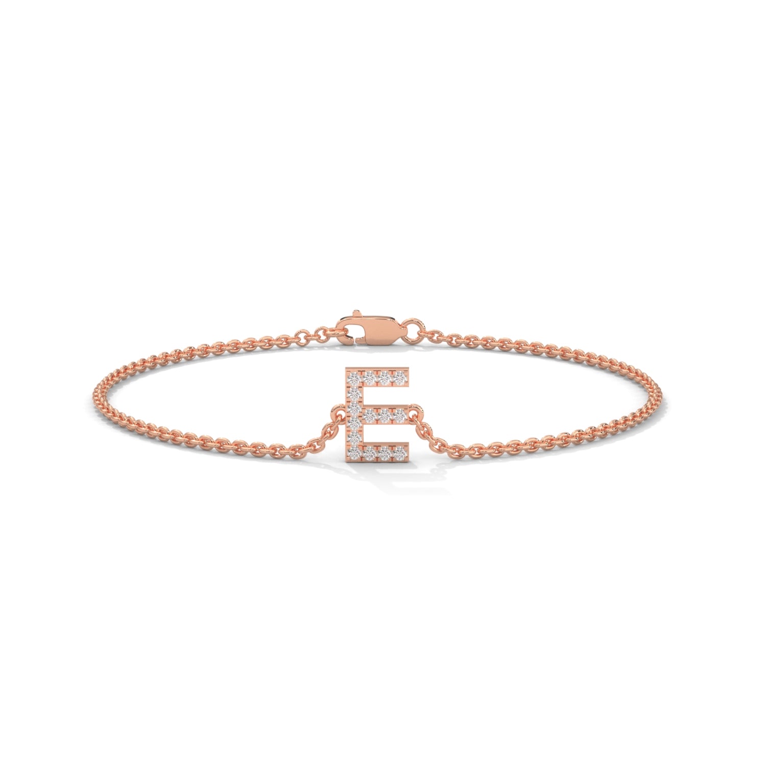 Lab-Grown Diamond Pavé Initial Bracelet in Rose Gold