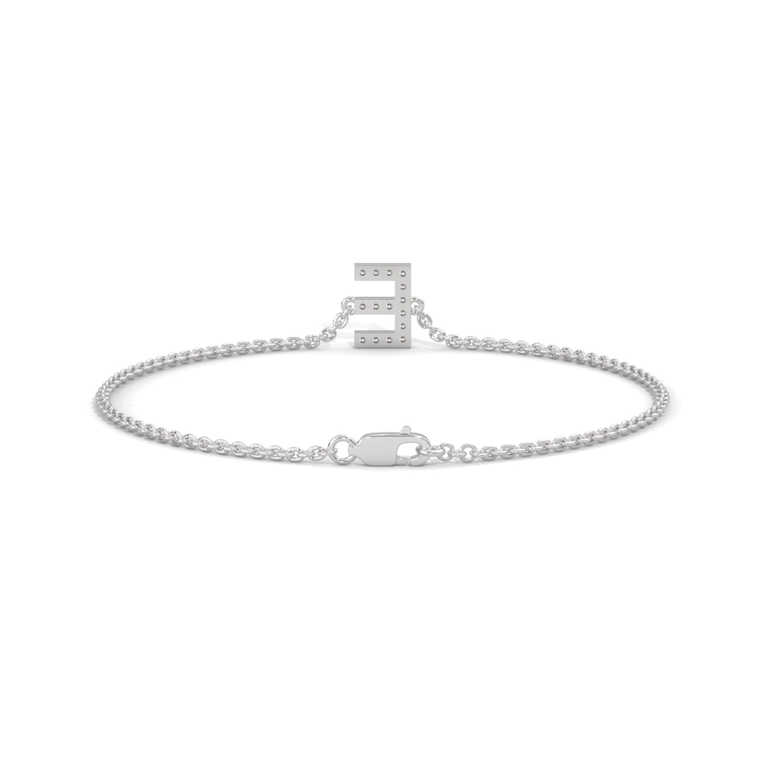 Lab-Grown Diamond Pavé Initial Bracelet in White Gold