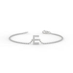 Lab-Grown Diamond Pavé Initial Bracelet in White Gold