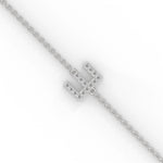 Lab-Grown Diamond Pavé Initial Bracelet in White Gold