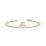 Lab-Grown Diamond Pavé Initial Bracelet in Yellow Gold