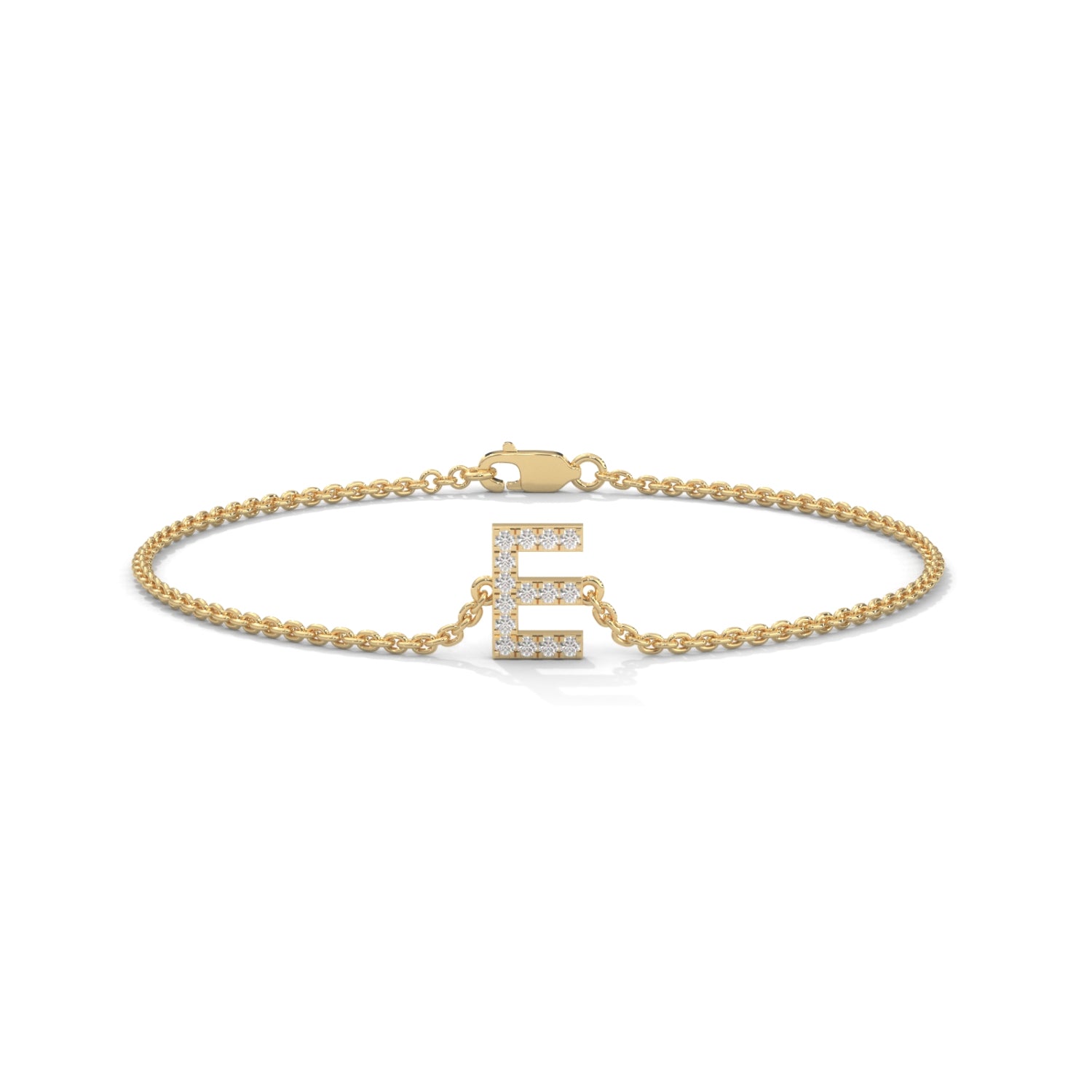 Lab-Grown Diamond Pavé Initial Bracelet in Yellow Gold