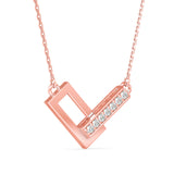 Lab-Grown Diamond Pavé Interlocking Geometric Pendant in Rose Gold