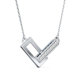 Lab-Grown Diamond Pavé Interlocking Geometric Pendant in White Gold