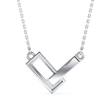 Lab-Grown Diamond Pavé Interlocking Geometric Pendant in White Gold