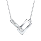 Lab-Grown Diamond Pavé Interlocking Geometric Pendant in White Gold