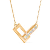 Lab-Grown Diamond Pavé Interlocking Geometric Pendant in Yellow Gold