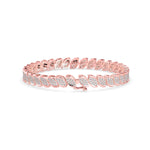 Lab-Grown Diamond Pavé Leaf Motif Tennis Bracelet in Rose Gold