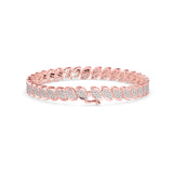 Lab-Grown Diamond Pavé Leaf Motif Tennis Bracelet in Rose Gold