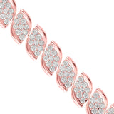 Lab-Grown Diamond Pavé Leaf Motif Tennis Bracelet in Rose Gold
