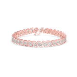 Lab-Grown Diamond Pavé Leaf Motif Tennis Bracelet in Rose Gold