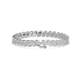 Lab-Grown Diamond Pavé Leaf Motif Tennis Bracelet in White Gold