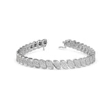 Lab-Grown Diamond Pavé Leaf Motif Tennis Bracelet in White Gold