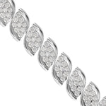 Lab-Grown Diamond Pavé Leaf Motif Tennis Bracelet in White Gold