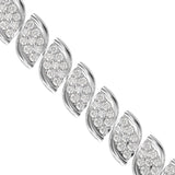 Lab-Grown Diamond Pavé Leaf Motif Tennis Bracelet in White Gold