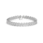 Lab-Grown Diamond Pavé Leaf Motif Tennis Bracelet in White Gold