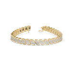 Lab-Grown Diamond Pavé Leaf Motif Tennis Bracelet in Yellow Gold