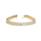 Lab-Grown Diamond Pavé Leaf Motif Tennis Bracelet in Yellow Gold