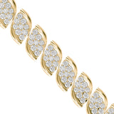 Lab-Grown Diamond Pavé Leaf Motif Tennis Bracelet in Yellow Gold
