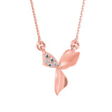 Lab-Grown Diamond Pavé Leaf Pendant in Rose Gold