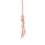 Lab-Grown Diamond Pavé Leaf Pendant in Rose Gold