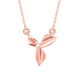 Lab-Grown Diamond Pavé Leaf Pendant in Rose Gold