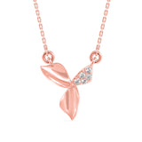 Lab-Grown Diamond Pavé Leaf Pendant in Rose Gold