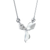 Lab-Grown Diamond Pavé Leaf Pendant in White Gold