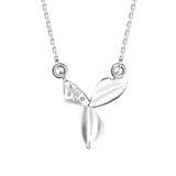 Lab-Grown Diamond Pavé Leaf Pendant in White Gold